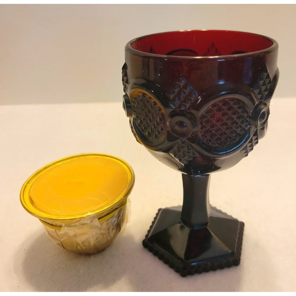 Avon Vintage Ruby Red Glass 1876 Cape Cod Water Goblet Candle Holder